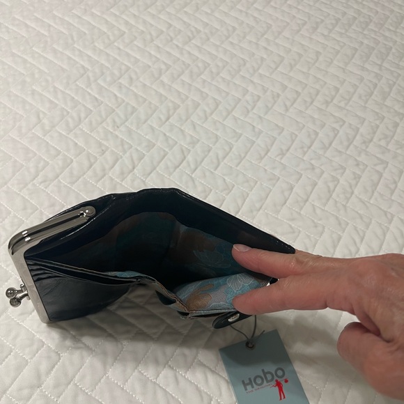 HOBO Black Leather Wallet with Silver Accents - Picture 7 of 8